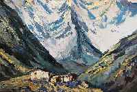 KUPSCH, FELIX, GEB. 1885 BERLIN, PROF. AN DER STAATLICHEN HOCHSCHULE, HIER ANSICHT DES PüTZTALS IN TIROL, ÖL/LWD, LI. U. SIGN., RüCK-SEITIG ...
