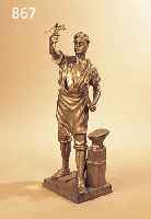SEIFERT, VICTOR HEINRICH, *1870 BERLIN, BE- KANNTER DEUTSCHER BILDHAUER, FIGUR EINES SCHMIEDES, VERGOLDETE METALLFIGUR MIT ALTERS- SPUREN UND ...