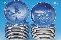 10 WEIHNACHTSTELLER, BING & GRONDAHL, 1973 BIS1982, PORZELLAN, BLAUMALEREI UNTER DER GLASUR, D. JE CA. 18 CM