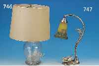 TISCHLAMPE, FRANKREICH, 20ER JAHRE, SCHIRM SIGN. CROISMARE, PATE-DE-VERRE MIT GELBEN, BLAUEN UND ORANGEROTEN EINPUDERUNGEN, ...
