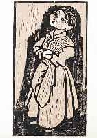 PANKOK, OTTO, NACH OBEN SCHAUENDES MäDCHEN, ZWEIFARBIGER HOLZSCHNITT, CA. 24 X 13,5 CM