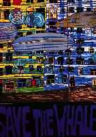 HUNDERTWASSER, FRIEDENSREICH, SAVE THE WHALES, FARBOFFSET MIT METALLFOLIENPRäGEDRUCK AUF DüNNEM KARTON, HANDSIGNIERT MIT SILBERNEM STIFT ...
