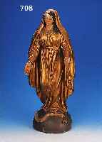 MADONNA, SPANIEN, UM 1800, HOLZ GESCHNITZT, GESTUCKT UND BUNT GEFAßT, SPANNUNGSRIßIG UND MIT ALTERSBEDINGTEN FARBSCHäDEN, LEICHT BESCH.H. CA. 73 ...
