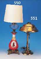 TISCHLAMPE, DEUTSCH, UM 1910, MESSING, JUGENDSTIL, GLASAPPLIKATIONEN IN DURCHBRUCH- ARBEIT, ELEKTRIFIZIERUNG SEKUNDäR, H. CA. 45 CM, ...