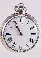 SPINDELHERRENTASCHENUHR MIT ÜBERGEHäUSE IN SILBER, ENGLAND, HALLMARK BIRMINGHAM 1825, SIGN. WILLIAM SCRAFTON, NR. 142, EMAILBL., VERG. ...