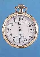 WALTHAM HERRENTASCHENUHR LEPINE, REF.-NR. 9030556, USA UM 1883, METALLGEH. M. RG-AUFL., 3-TEIL. EMAILBL., AUßEN ROT 5-60, GEBL. ...