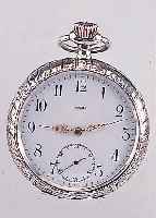 OMEGA HERRENTASCHENUHR LEPINE, REF.-NR. 3443968, SCHWEIZ UM 1912, 800ER SILBER, FüR DEN DTSCH. MARKT, TIEFE RUNDUMGRAV., STRAHLEN-DEKOR, ...