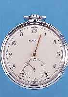 MOVADO HERRENTASCHENUHR LEPINE, SCHWEIZ UM 1940, NICKEL/CHROM, BODEN U. GLASR. GEDR., ART DECO, ORIG.-ZUSTAND, 15 ST., KAL. 540, SCHR.-UNR., ...