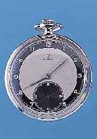 KONVOLUT: 2 HERRENTASCHENUHREN SCHWEIZER PRO- DUKTION, UM 1940, ART DECO, BEIDE EDELST., BöDEN GEDR., 1X OMEGA, SCHWARZ/WEIß VERS. ZIFFERBL., ...