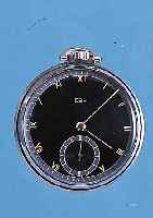 EBEL HERRENTASCHENUHR LEPINE, REF.-NR. 17706/55, SCHWEIZ UM 1950, EDELST., SCHW. BL.,AUßEN HELLER (ART DECO), 15 ST., ANKERW., MONOM. ...