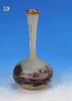VASE, DAUM, NANCY, UM 1890/1900, FARBLOSES GLAS, H. 16.5 CM, MATTIERT, GOLDSTAFFAGE, SEHR FEINE UMLAUFENDE ...