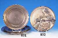 ZIERTELLER, WMF, UM 1905, METALL VERSILBERT,D. 23.5 CM, MUSIZIERENDER ENGEL, STARK BERIEBEN, NUM. 306 A
