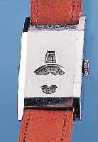 FHF HERRENARMBANDUHR DIGITAL, SCHWEIZ UM 1936, NICKEL/CHROM, RECT., SCHARNIERB., FORM- ANKERW., 15 ST., STD. RASTEND, MINUTE U. SEK. ...