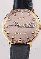 MIDO HERRENARMBANDUHR OCEANSTAR, REF.-NR. 8419, SCHWEIZ UM 1985, EDELST. HARTVERG., EINSCHALENGEH., GET. A-WELLE, TAG U. DATUM, ...