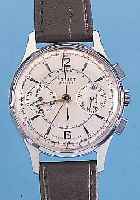 POLJOT ARMBANDCHRONOGRAPH, REF.-NR. 29039, SOWJETUNION UM 1953, METALL VERCHR., EDELST.- BODEN U. GLASR. GEDR., GEFERT. VON DER 1. MOSKAUER ...