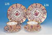 GEDECK, DRESDEN, UM 1900, PORZELLAN, H. 6 CM, DESSERTT. 18.5 CM, INSG. CA. 24 BE- MALTE FELDER