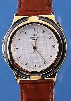 JUNGHANS HERRENARMBANDUHR MEGAQUARTZ, REF.- NR. 20-7320-310, DEUTSCHLAND UM 1994, METALL HARTVERG., EDELST.-BODEN GEDR., LEDERB. M. ANTENNE, ...
