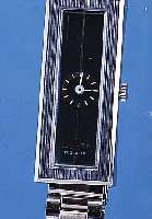 SICURA DAMENARMBANDUHR DESIGNER-MODELL, UM 1970, EDELST.-BAND SPäTER, METALL HART VER- CHR., 17 ST. SCHWEIZER ANKERW., HANDAUFZUG, LT. ELEKTR. ...