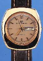 GIRARD PERREGAUX HERRENARMBANDUHR GYROMATIC, REF.-NR. 9313GF, SCHWEIZ UM 1970, METALL HARTVERG., EDELST.-BODEN GESCHR., WERK VERG., 17 ST., KAL. ...