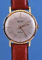 SILVANA HERRENARMBANDUHR AUTOMATIK, REF.-NR.11015, SCHWEIZ UM 1960, GG 585/000, BODEN U. GLASR. GEDR., BAND NEU, BLATT L. FL., 21 ST., WERK VERG., ...