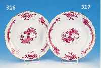 TELLER, MEISSEN, UM 1880/90, PORZELLAN, D. 25 CM, SAMMELWüRDIG, PURPURFARBENER DRACHENDEKOR, 1. WAHL