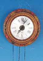 WANDUHR MIT WECKER, L. FURTWäNGLER IN FURT- WANGEN, UM 1900, SEK. BEMALTER HOLZREIF, GLASZIFFERBLATT, HOLZPLATINENWERK, ORIGINAL- TüREN, ...