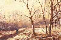 PRINS, J.A.H., NIEDERLäNDISCHER MALER ENDE DES19. JH., WINTERLICHE WALDLANDSCHAFT MIT WEG UND SPAZIERGäNGER MIT KIND, RE. U. SIGN., CA. 42 X 53 ...