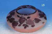 VASE, FRANKREICH, MODA, 30ER JAHRE, FARBLOSES GLAS,, H. 8 CM, D. 21 CM, MIT EMAILFABRBEN BEMALT