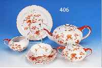 TEESERVICE, ROSENTHAL, 30ER JAHRE, MODELL HäNSEL UND GRETEL, DüNNWANDIGES PORZELLAN, BESTEHEND: AUS TEEKANNE, ZUCKERDOSE, SAHNE- GIEßER, 6 ...