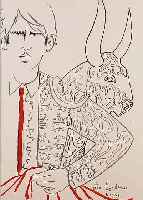COCTEAU, JEAN, EL CORDOBES, FARBLITHOGRAPHIEAUF ARCHES BüTTEN, AUS JEAN MARIE MAGNAN, DRUCK VON MOURLOT PARIS 1965, CA. 37 X 28 CM