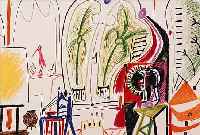 PICASSO, PABLO, L'ATELIER EN CALIFORNIE, FARBLITHOGRAPHIE AUS PICASSO'S SKETCHBOOK, CERCLE D'ART PARIS 1960, CA. 26,5 X 41,5 ...