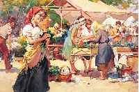 VIZKELETI, W., UNGARISCHER KüNSTLER WOHL 1. HäLFTE 20. JH., VIELFIGURIGER BLUMENMARKT, ÖL/LWD., SIGN., 50 X 70 CM, R.