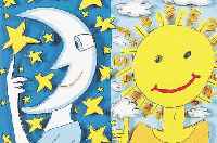 RIZZI, JAMES, I GIVE YOU THE SUN AND THE MOON, DREIDIMENSIONALE FARBLITHOGRAPHIE VON 1997, HANDSIGNIERT UND NUM. XL/C, CA. 10,5 X 12,5 CM, PP, ...