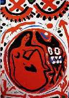 PENCK, A.R., FARBSIEBDRUCK AUF DüNNEM KARTON, HANDSIGNIERT, NUM. III/X, CA. 70 X 100 CM