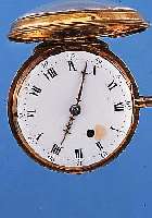 SPINDELHERRENTASCHENUHR, FRANKREICH UM 1805,ANONYM, METALL VERG. BER., GEW. EMAILBL. IM AUFZUGBER. U. AUßEN 7 REP., RüCKS. EMAILME- DAILLON M. ...