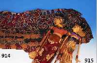 SCHATTENSPIEL, INDIEN, UM 1900, LEDER, TEILS IN FEINER DURCHBRUCHARBEIT, BUNT BEMALT MIT ZAHLREICHE GESICHTERN, CA. 50 X 91 CM, AM RAND ...