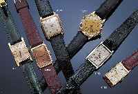 LE COULTRE HERRENARMBANDUHR, REF.-NR. 4865, SCHWEIZ/USA UM 1940, GG 585/000, RECT.-FORM, MINERAL-KONKAVGL. M. NUTZSP., NOCH DICHT, BODEN GEDR., ...
