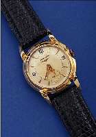 LONGINES HERRENARMBANDUHR, REF.-NR. A35253, SCHWEIZ/USA UM 1948, GG 585/000, BODEN GEDR., BET. BANDANST., ZIFFERBL. REST./L. FL., 17 ST., ...