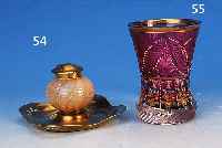 TINTENFAß, ÖSTERREICH, UM 1900, OPAK-ROSAFARBENES GLAS, H. 8 CM, LüSTRIERT, MESSINGMONTUR