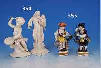 ZWEI PORZELLANFIGUREN, VOLKSTEDT, UM 1940, GäRTNERIN UND GäRTNER, BUNT BEMALT, MIN. AM BLATTWERK REST., H. JE CA. 11 CM