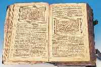 BIBEL, ENDTER NüRNBERG 1716, VORSATZBLATT DES ALTEN TESTAMENTS FEHLT, WASSERSCHADEN, BUCHRüCKEN GEBROCHEN, GEPRäGTER LEDEREINBAND BESCH., ...