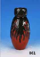 VASE, MAX LAEUGER, NR. 185, UM 1900, MAJOLIKA, BLäTTERDEKOR, OBERER RAND MIT LEICHTEN GLASURBESTOßUNGEN, H. CA. 23,5 CM