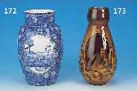 VASE, RöRSTRAND, UM 1900, STEINGUT, LANDSCHAFTSDEKOR, H. 31 CM