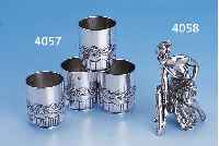 4 SCHNAPSBECHER, FRANKREICH UM 1900, 950ER SILBER, UMLAUFENDER DEKOR MIT STIL. MISTELZWEIGEN, MEISTERMARKE MG GAUTHIER (NACHF. VON ...