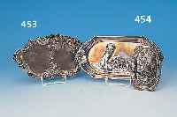 ZWEI SCHALEN, WMF, UM 1900/10, METALL VERSILBERT, 27 X 13 CM UND 13 X 9.5 CM,LEICHT BERIEBEN, NUM. 386 UND 368
