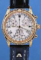 MAURICE LACROIX ARMBANDCHRONOGRAPH, REF.-NR.04663/19777, SCHWEIZ UM 1995, METALL HART VERG., EDELST.-BODEN GESCHR., HIGH-TECH- QUARTZWERK ...