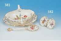 GEWüRZSCHäLCHEN, MEISSEN, UM 1870, 1. WAHL, PORZELLAN, SEHR FEINE BEMALUNG MIT BLUMEN- BOUQUET, STREUBLUMEN, INSEKTEN UND SCHMETTER- LINGEN, ...