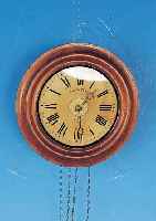 WANDUHR, L. FURTWäNGLER, IN FURTWANGEN, UM 1900, RUNDER HOLZRAHMEN, GLASZIFFERBLATT (ALTERSBED. FLECKIG), ZENTRALE WECKERSCHEIBE, ...