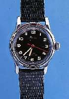 STOWA MILITäRARMBANDUHR, REF.-NR. 890, DEUTSCHLAND UM 1949, METALL HART VERCHR., EDELST.-SCHR.-BODEN, SCHW. KONTRASTZIFFERBL., 16 ST., ...