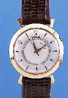 LE COULTRE ARMBANDWECKER WRISTALARM, REF.- NR. 3015, SCHWEIZ/USA UM 1952, GG-FILLED, GLASR. GEDR., BLATT REST., 17 ST., KAL. 814, GEH- U. ...